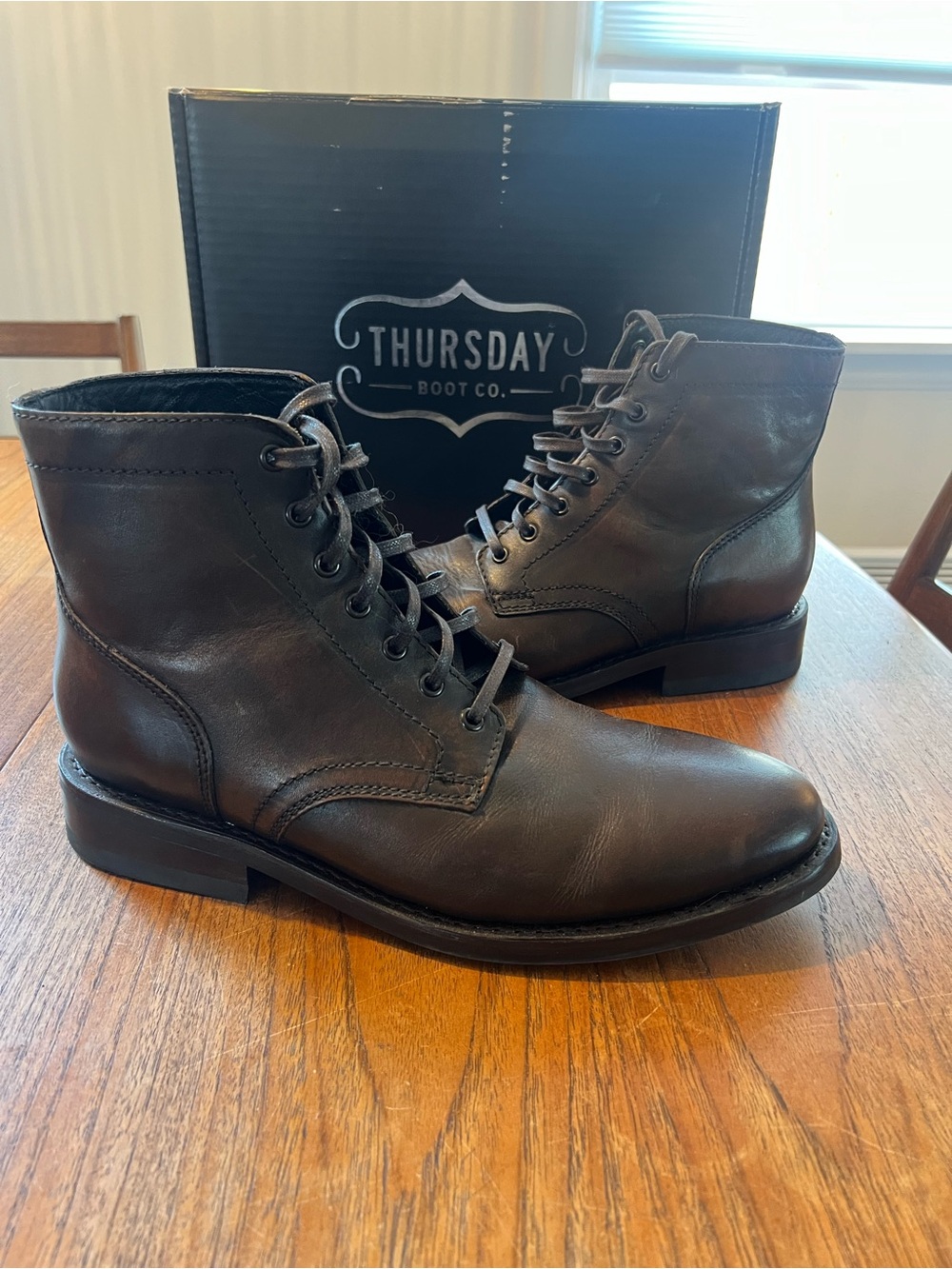 Thursday Boot Company Dark Brown Leather Lace-Up Boots